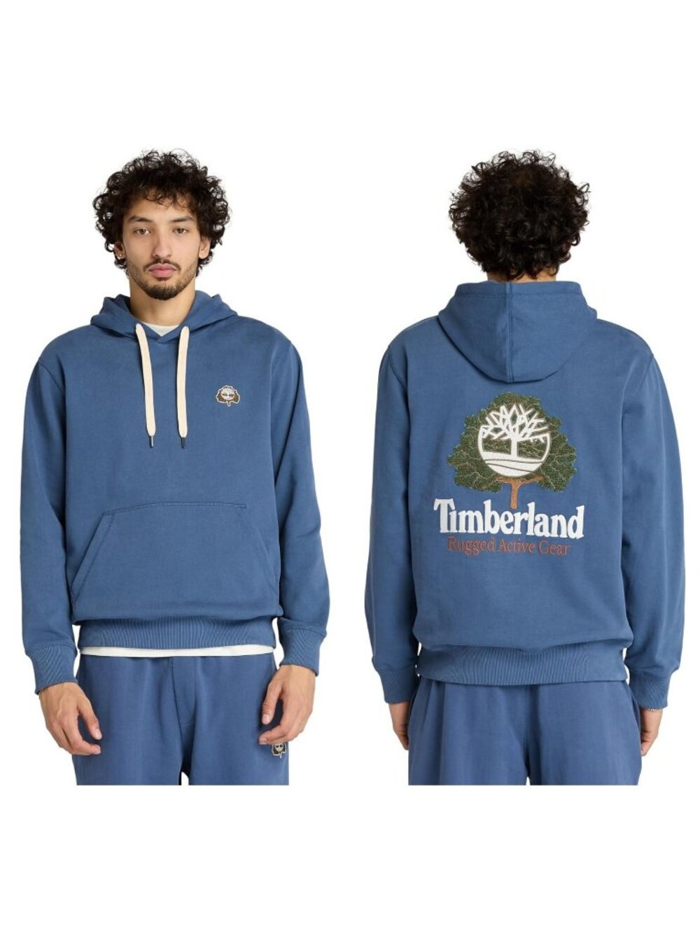 Timberland Hoodie Sweater Wareham Tree Logo Patch Ocean Blue Men's Large - NEW